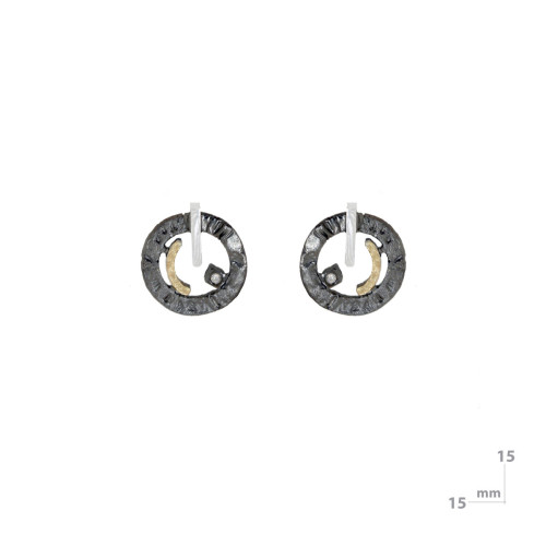 Pendientes de plata, oro y brillante