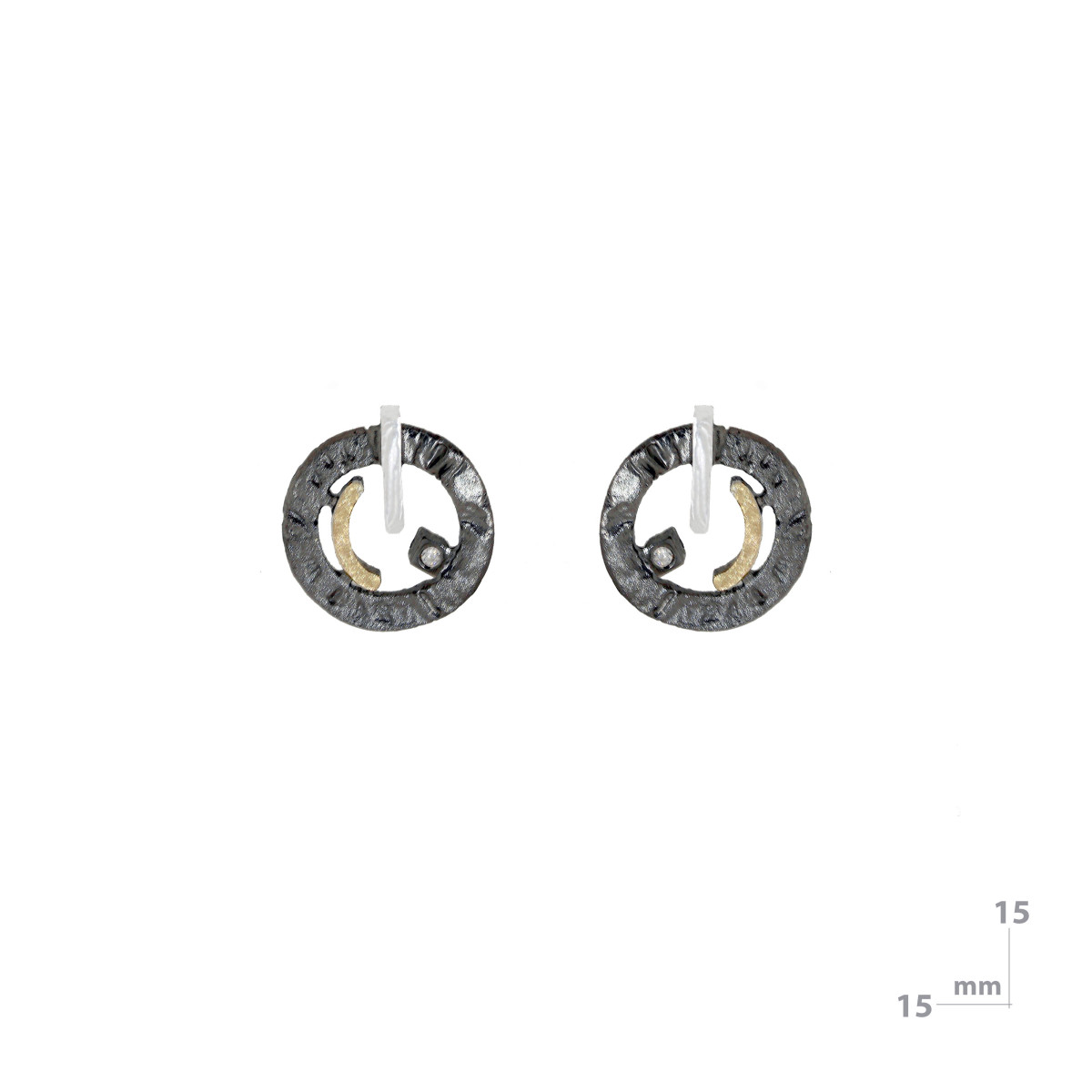 Pendientes de plata, oro y brillante