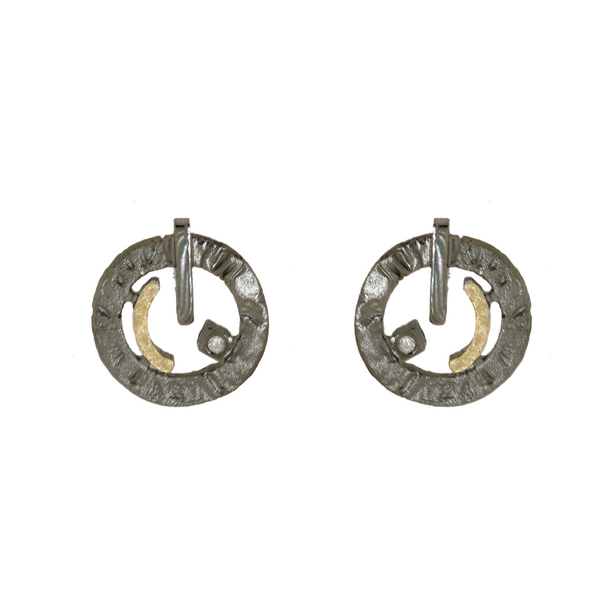 Pendientes de plata, oro y brillante