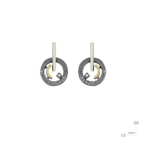 Pendientes de plata, oro y brillante