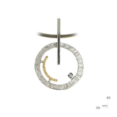 Silver, gold and brilliant pendant