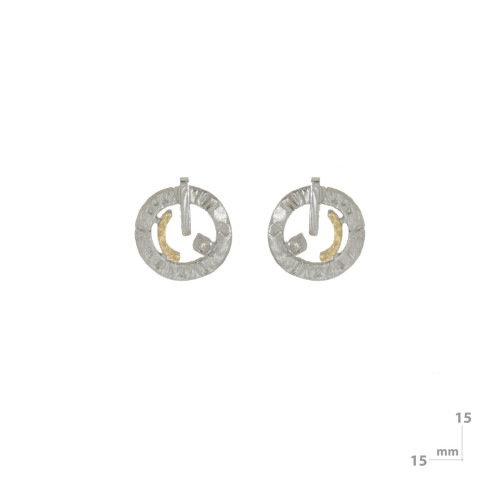 Pendientes de plata, oro y brillante