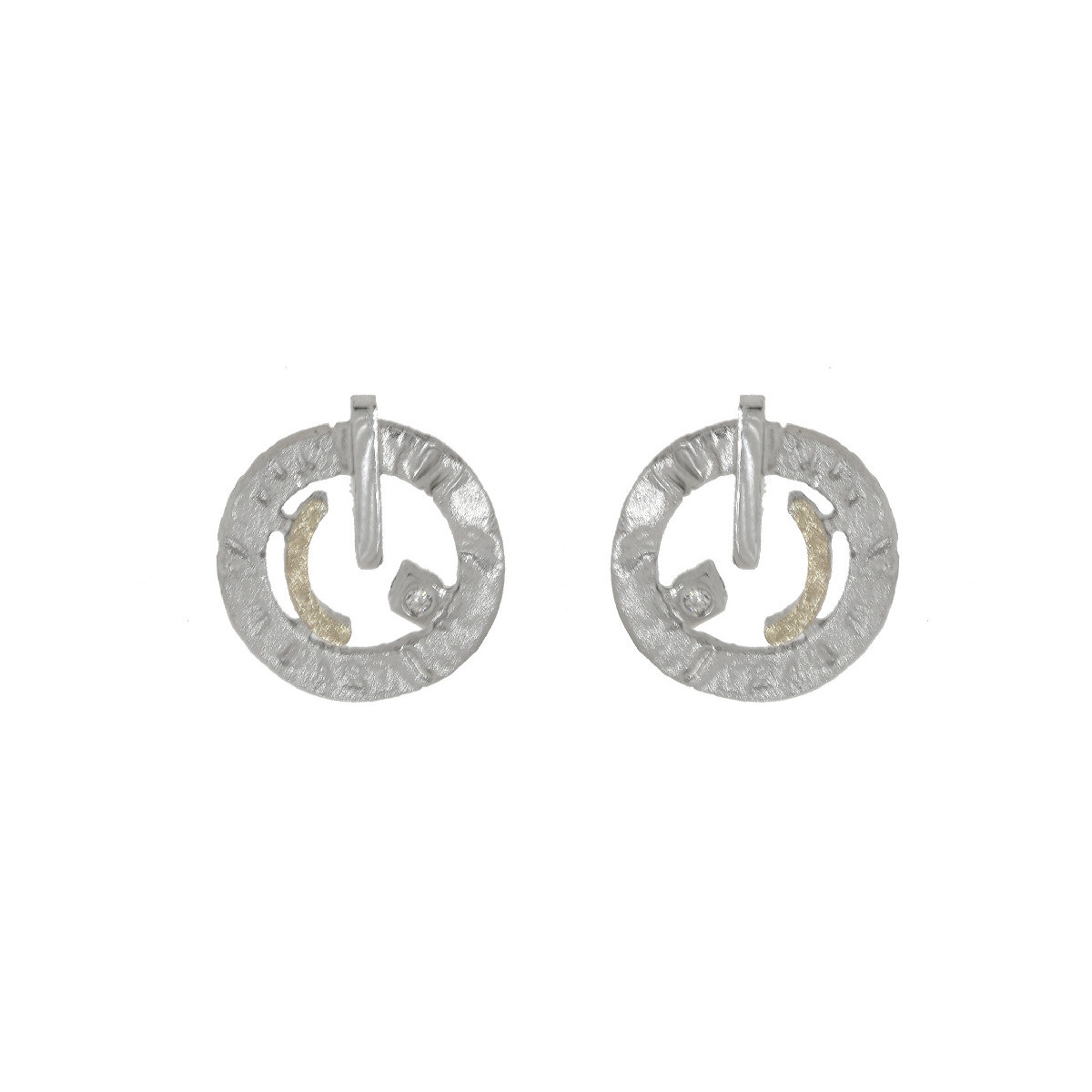 Pendientes de plata, oro y brillante