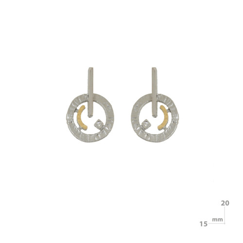 Pendientes de plata, oro y brillante