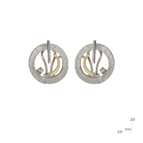 Pendientes de plata, oro y brillante