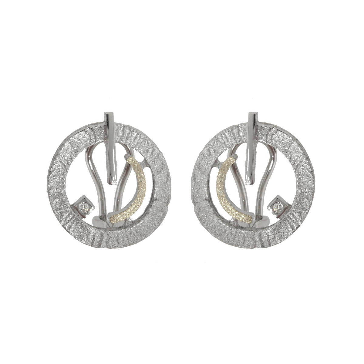 Pendientes de plata, oro y brillante