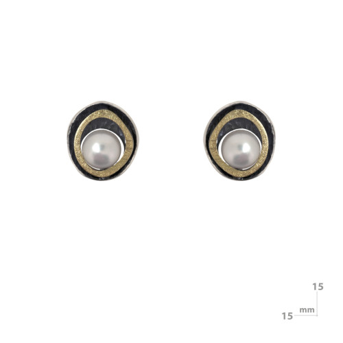 Pendientes de plata, oro y perla cultivada