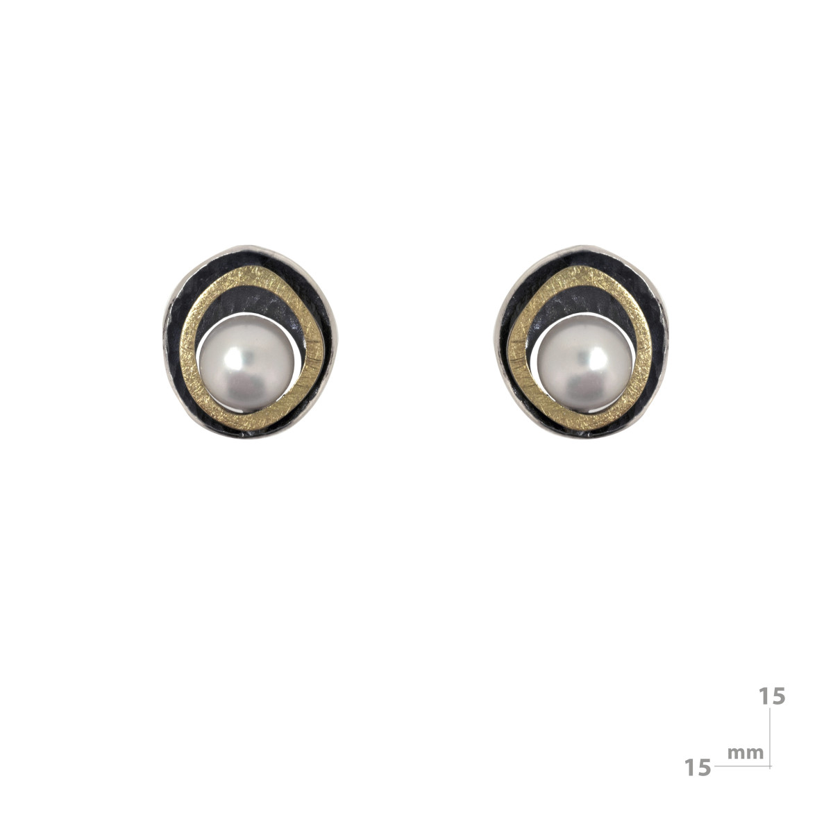 Pendientes de plata, oro y perla cultivada