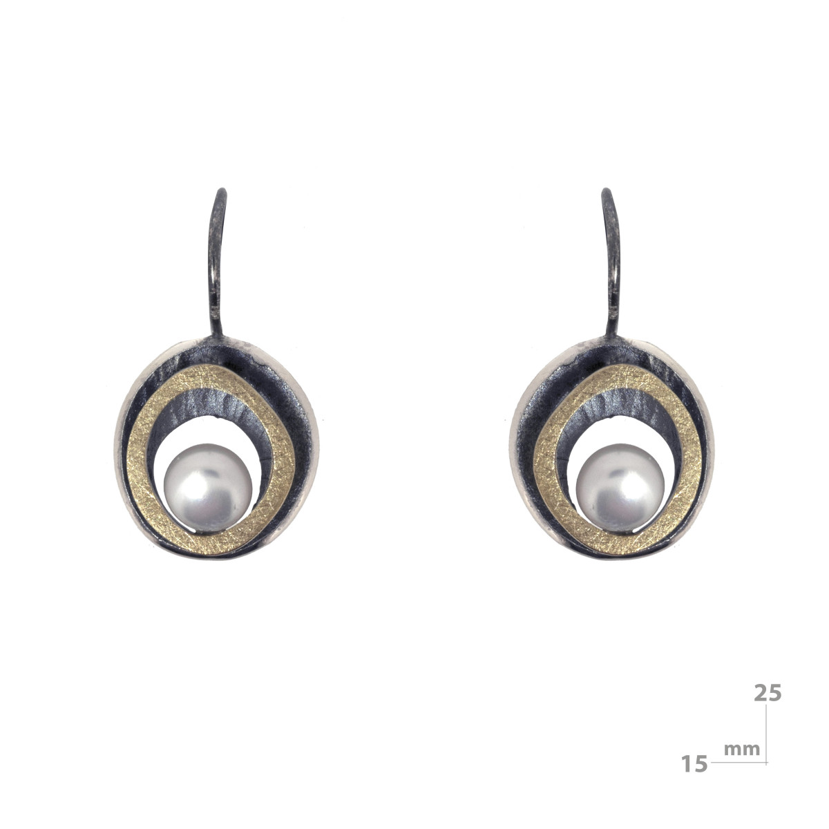Pendientes de plata, oro y perla cultivada