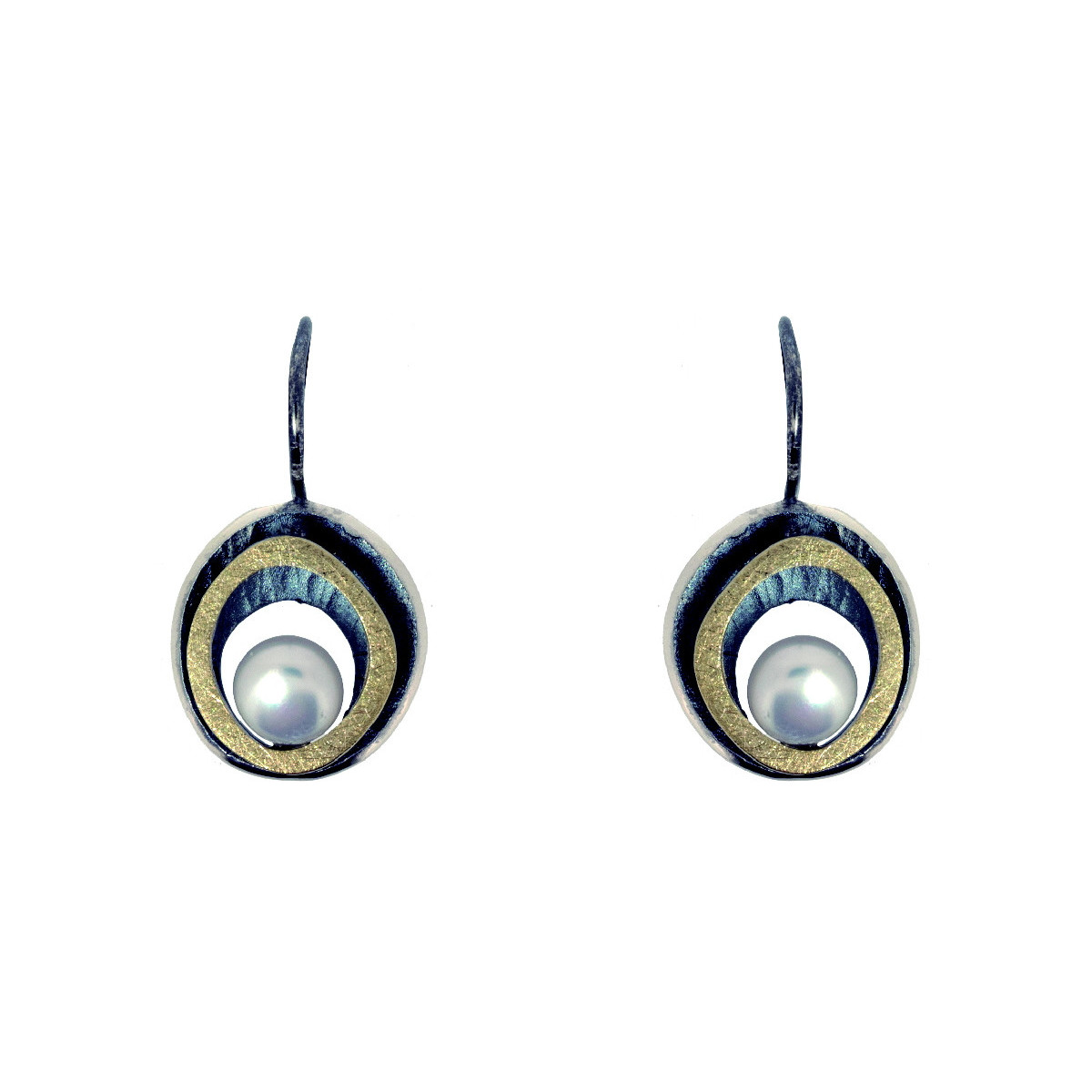 Pendientes de plata, oro y perla cultivada