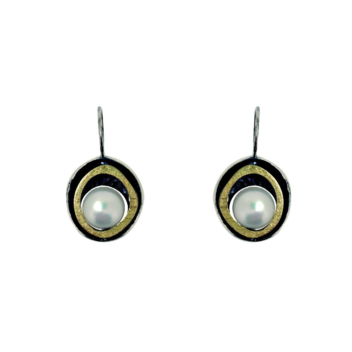 Pendientes de plata, oro y perla cultivada