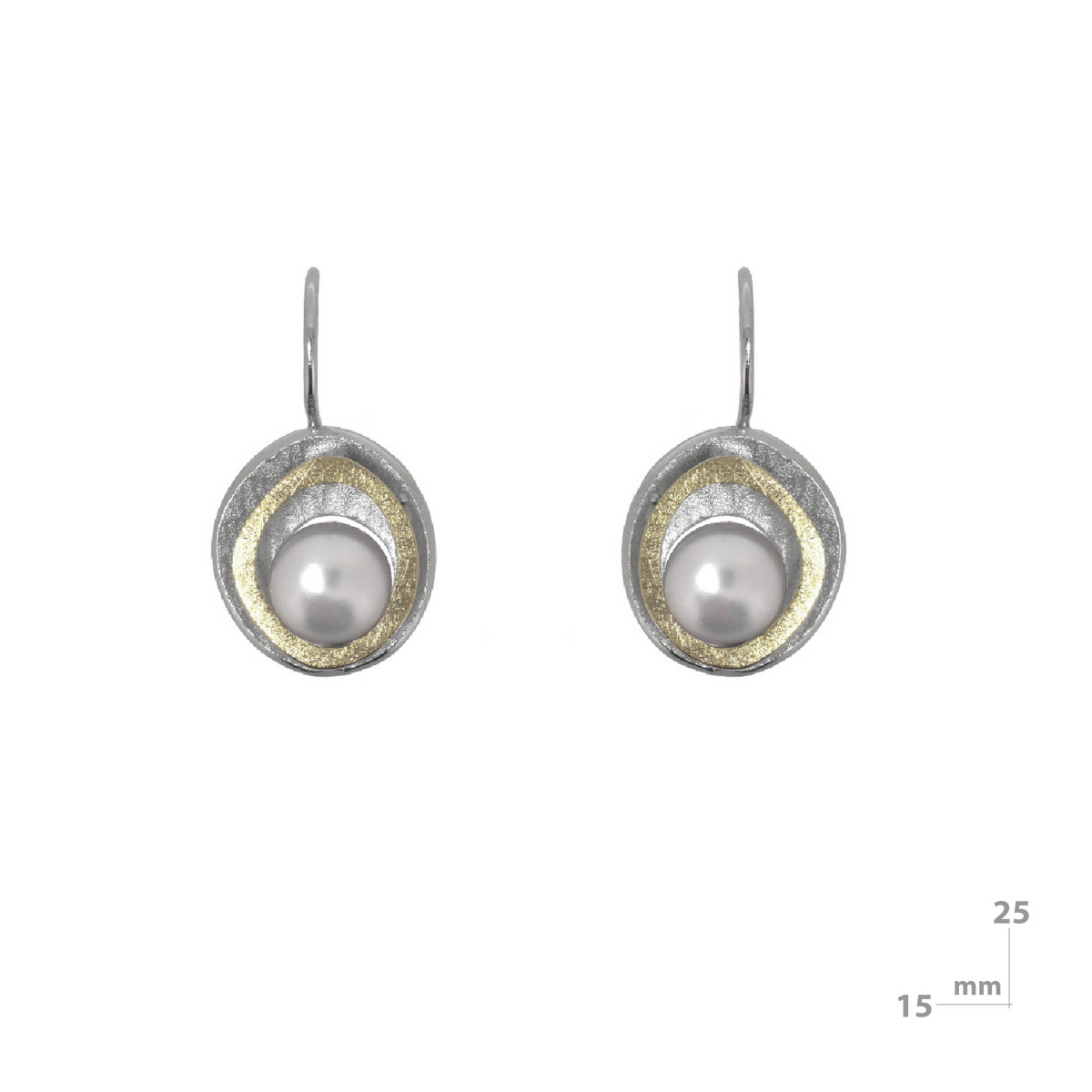 Arrecades de plata, or i perla cultivada