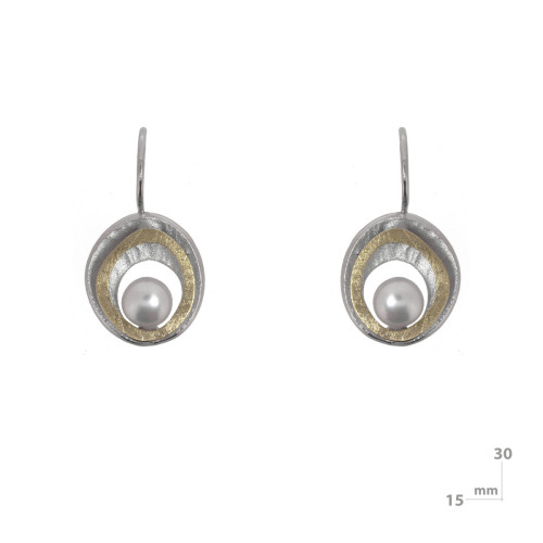 Arrecades de plata, or i perla cultivada