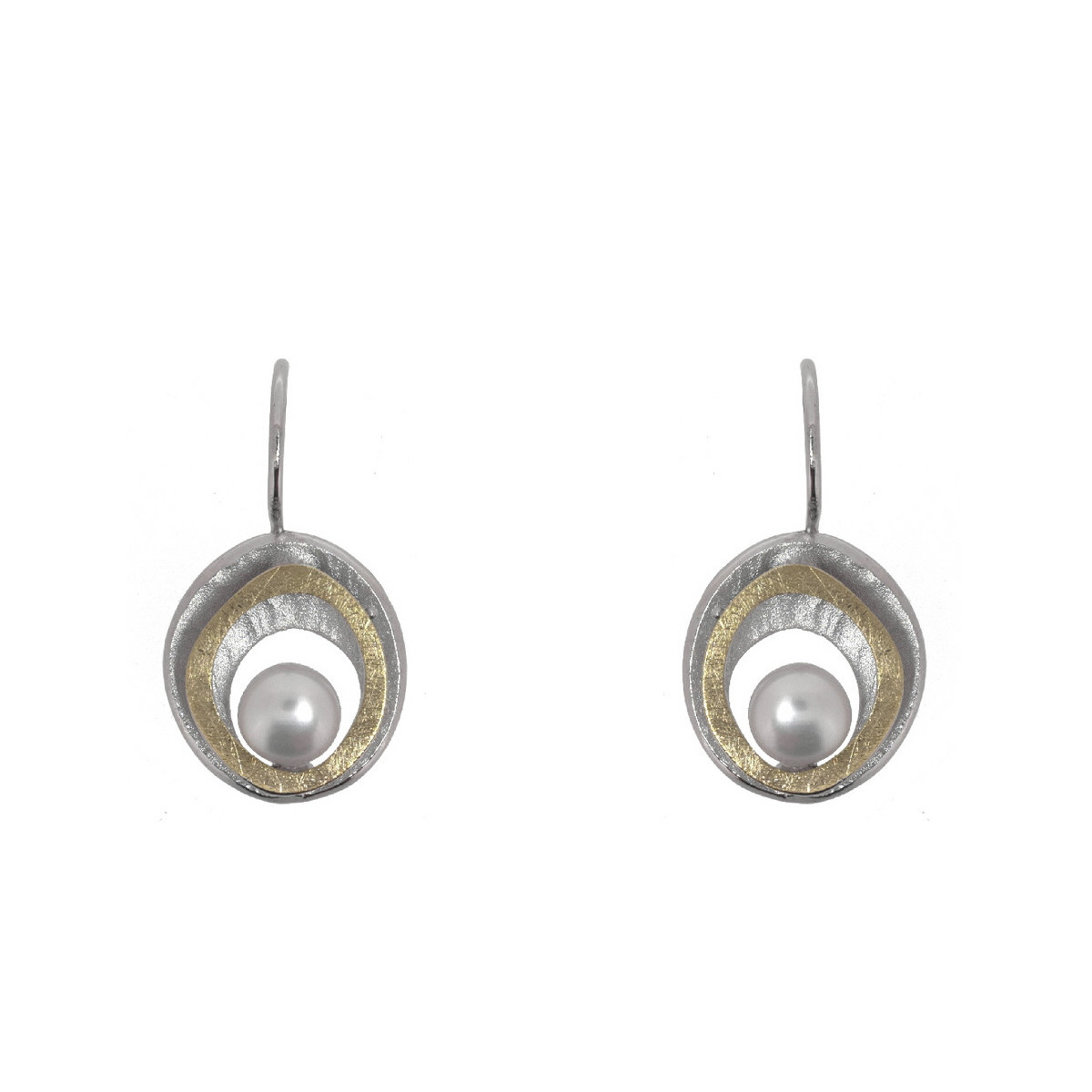 Arrecades de plata, or i perla cultivada