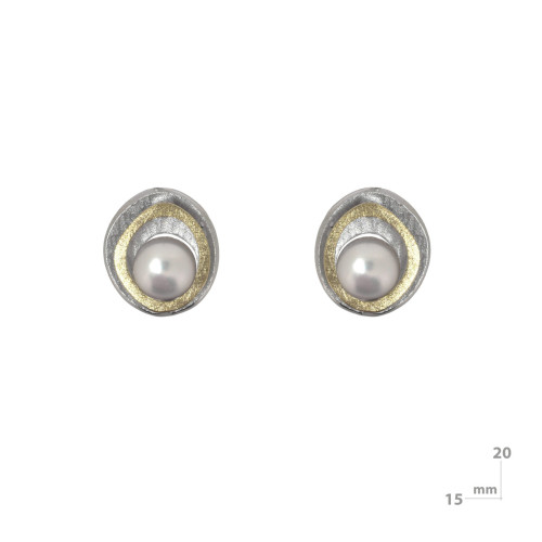 Arrecades de plata, or i perla cultivada