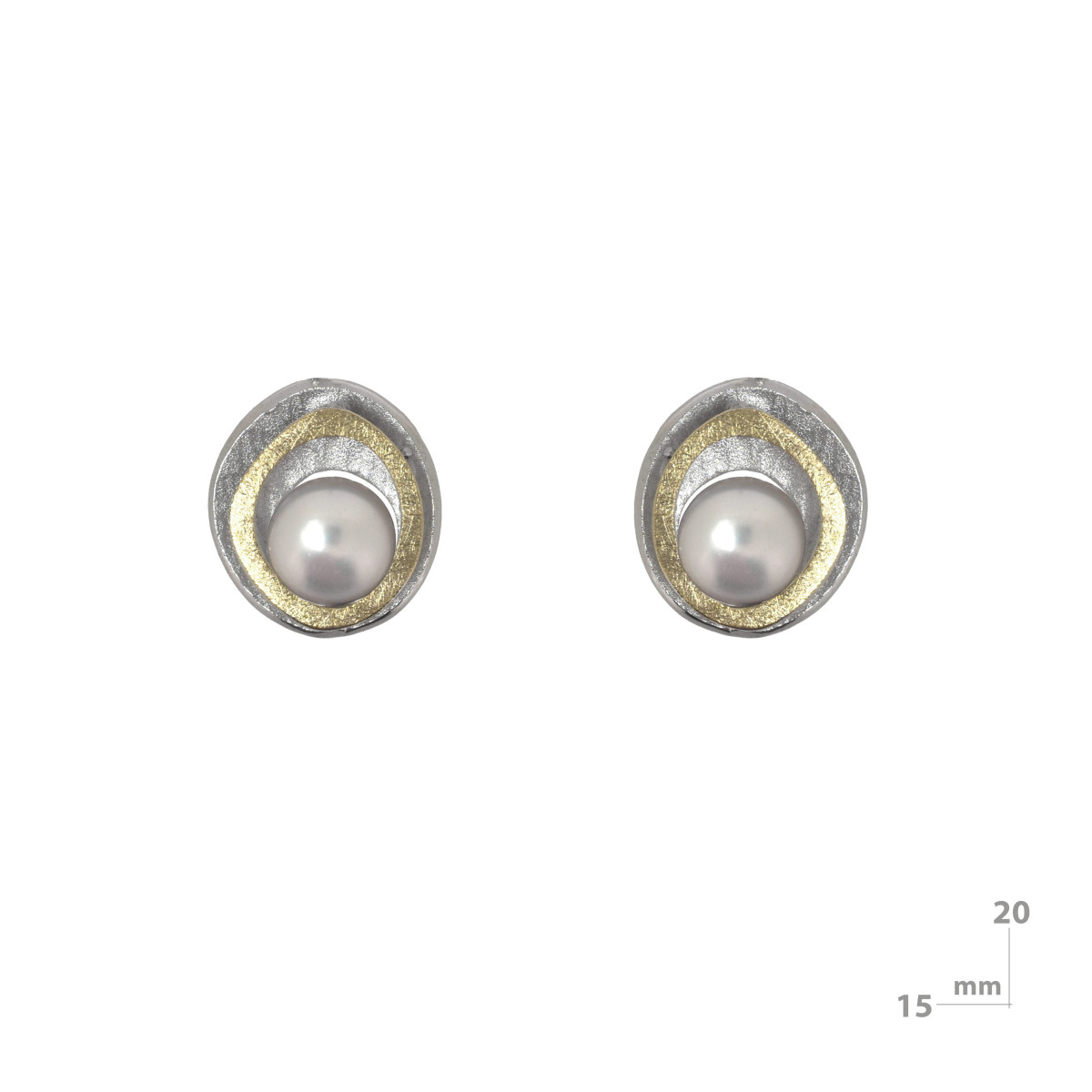 Pendientes de plata, oro y perla cultivada