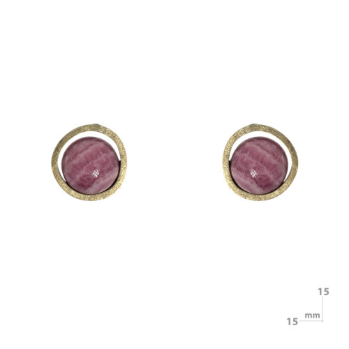 Pendientes de plata, oro y rodocrosita