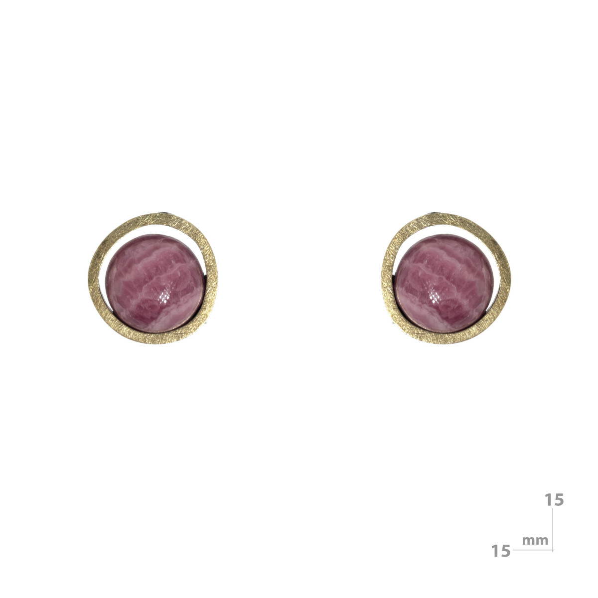 Pendientes de plata, oro y rodocrosita