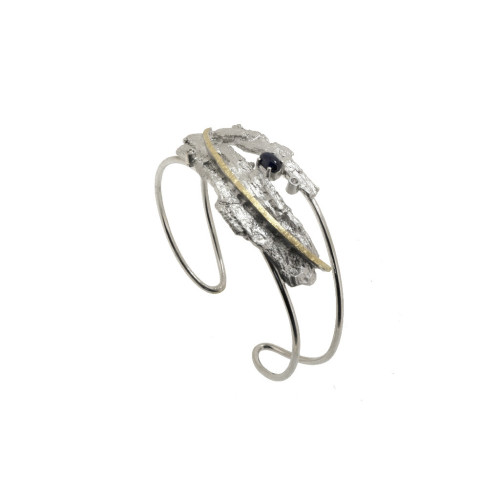Polsera de plata, or, safir i brillant