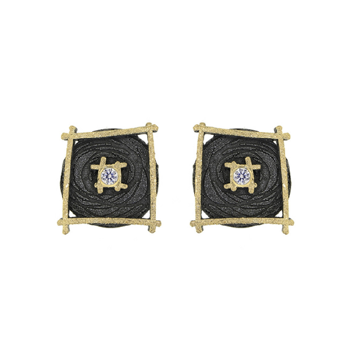 Pendientes de plata, oro y brillante