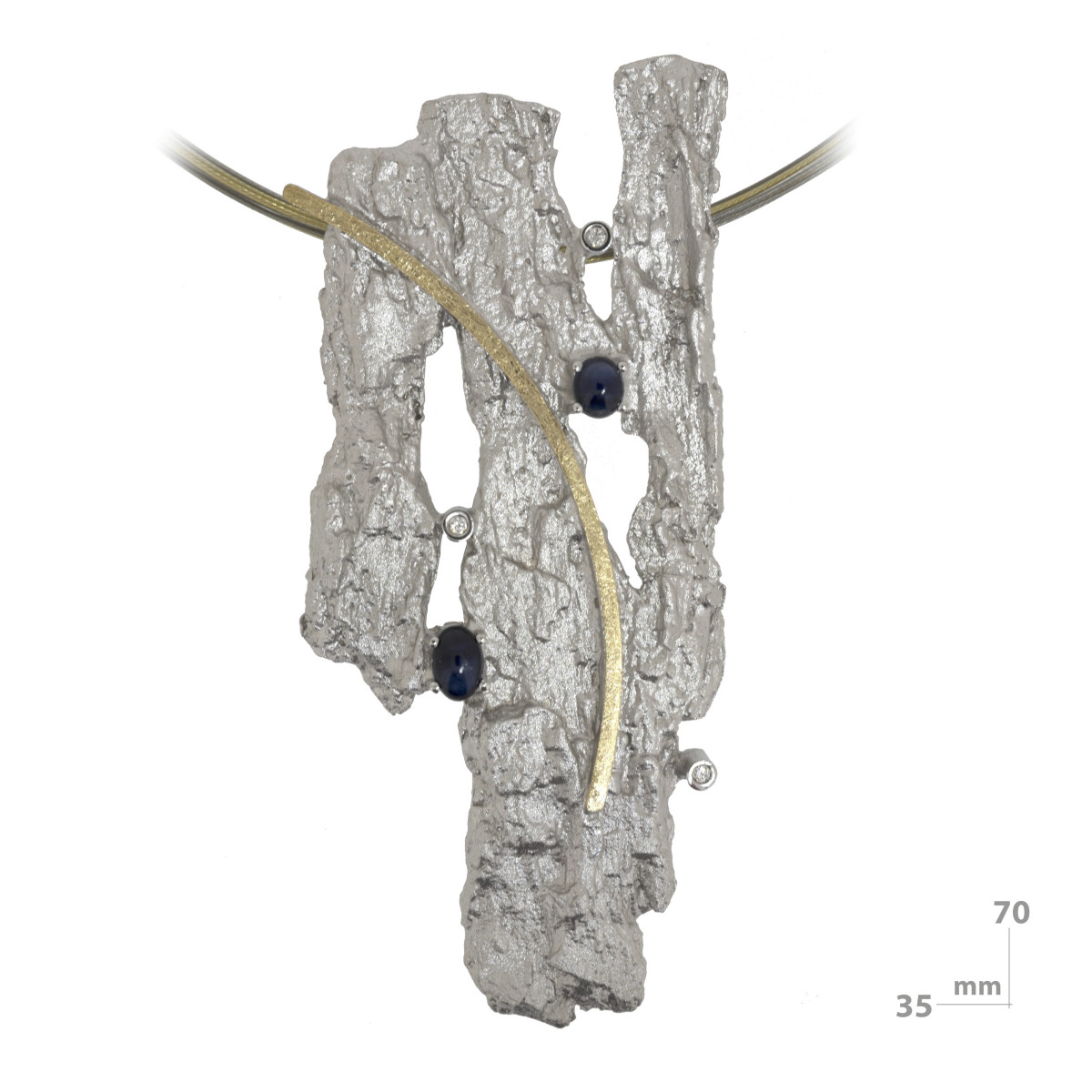 Silver, gold, sapphire and brilliant pendant