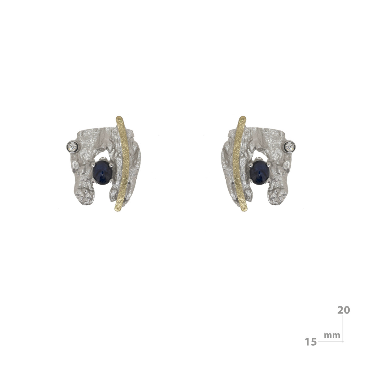 Silver, gold, sapphire and brilliant ring