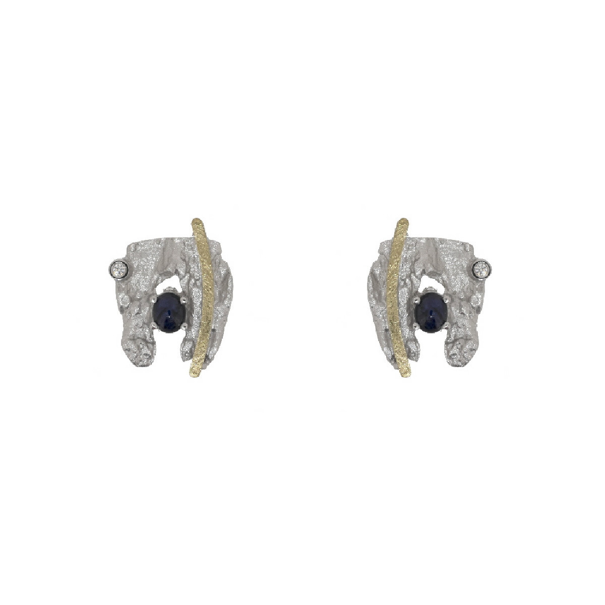 Silver, gold, sapphire and brilliant ring