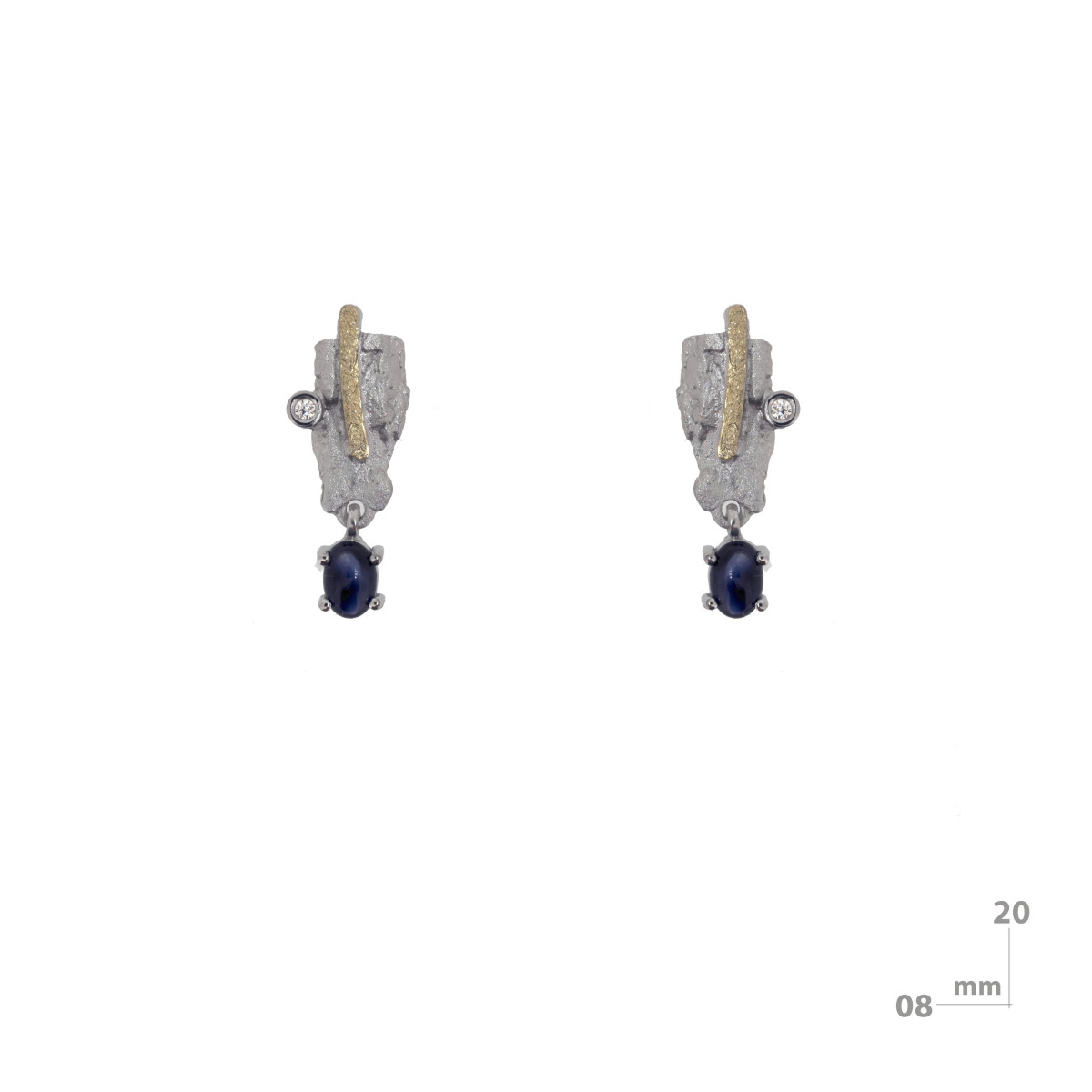 Silver, gold, sapphire and brilliant ring