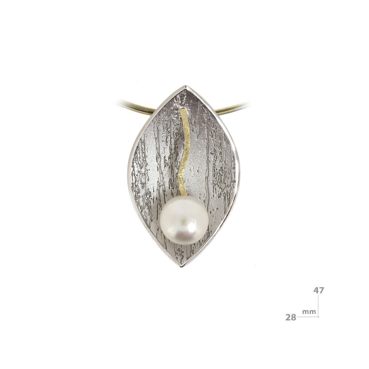 Colgante de plata, oro y perla