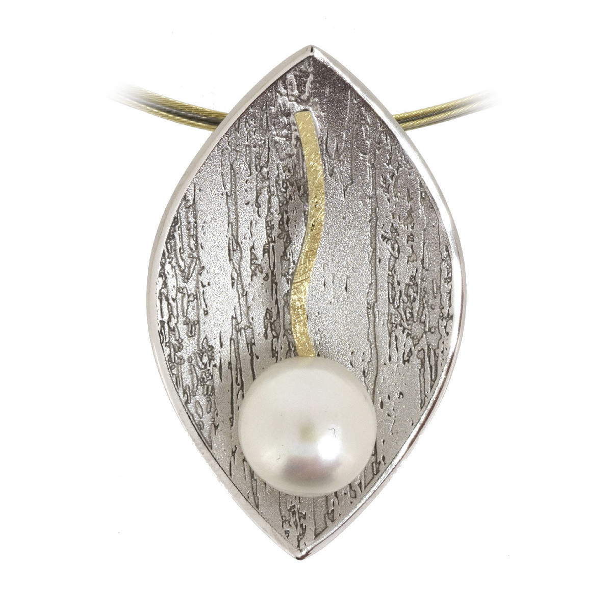 Colgante de plata, oro y perla