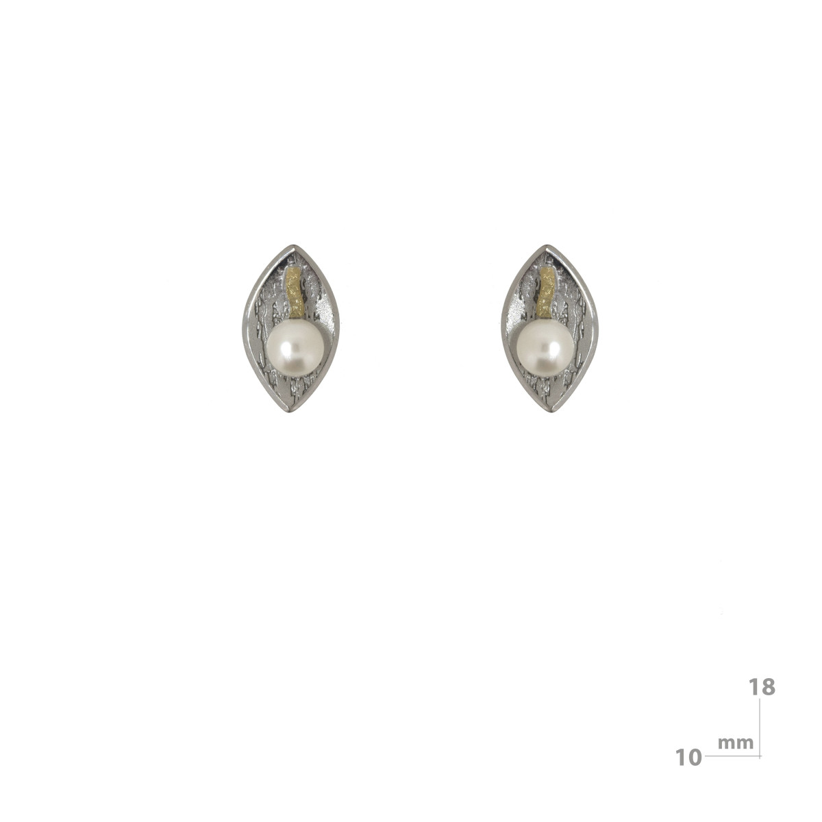 Pendientes de plata, oro y perla