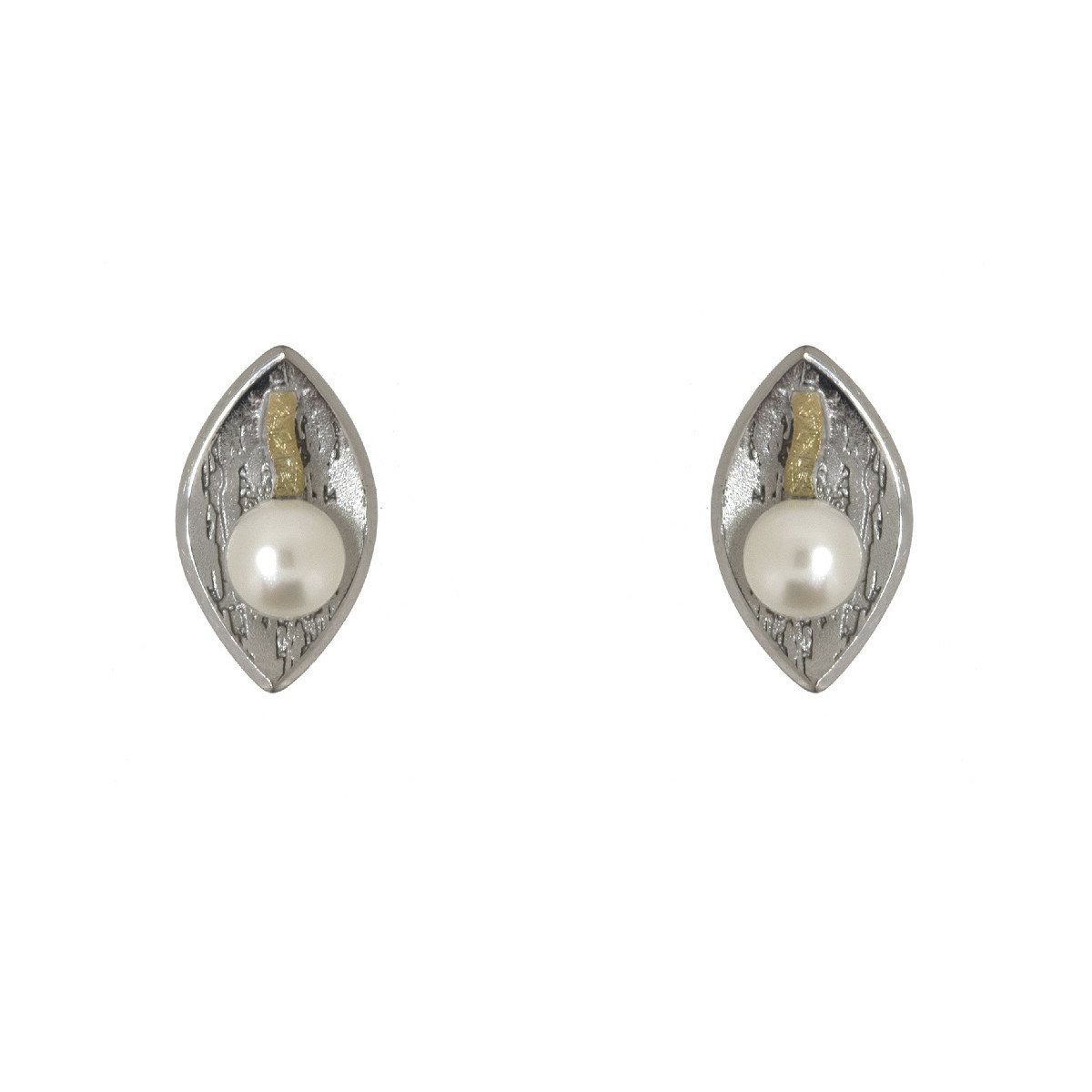 Pendientes de plata, oro y perla
