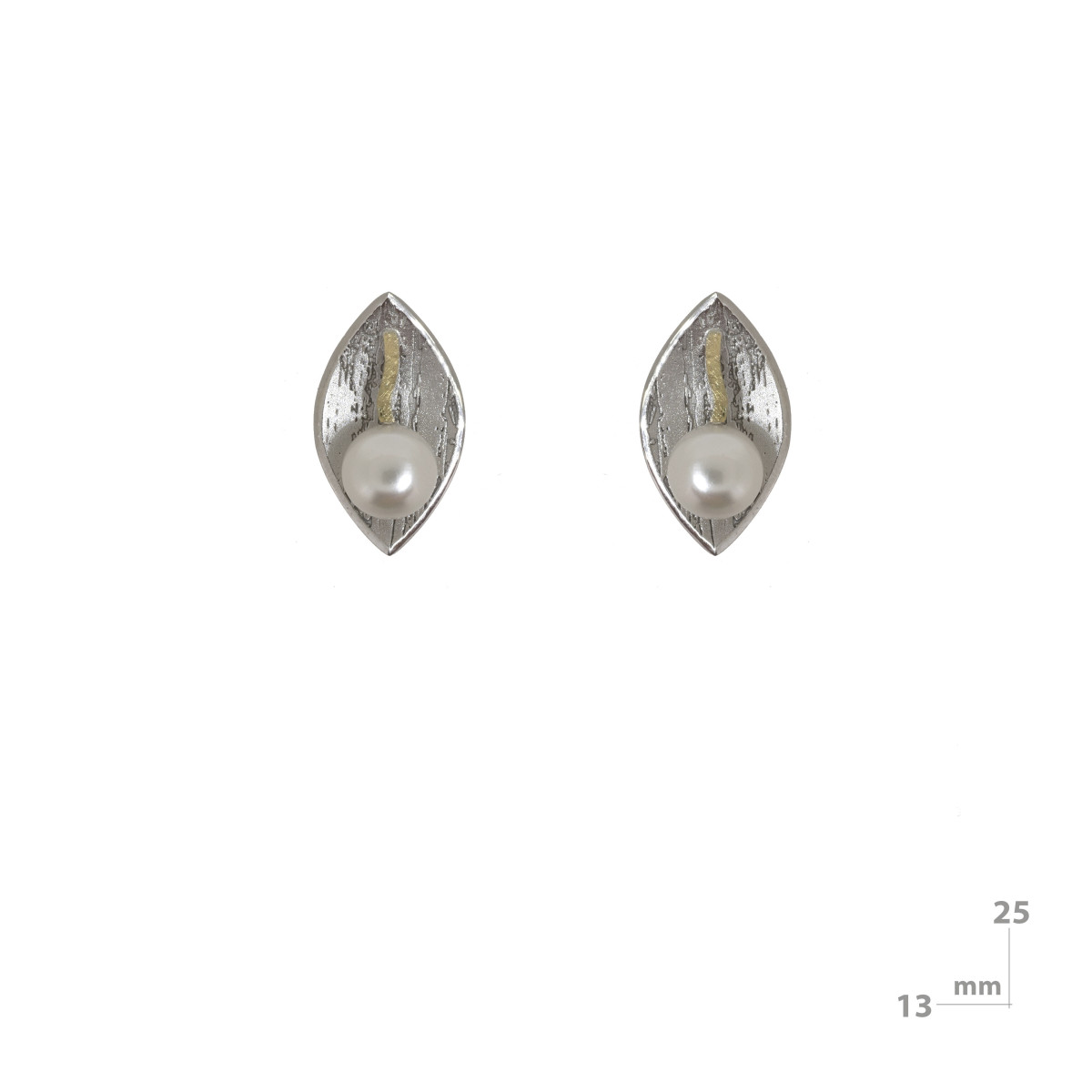 Pendientes de plata, oro y perla