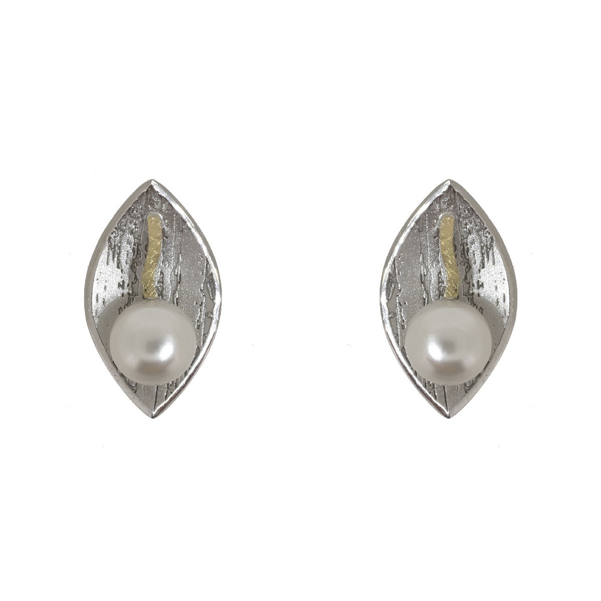 Pendientes de plata, oro y perla