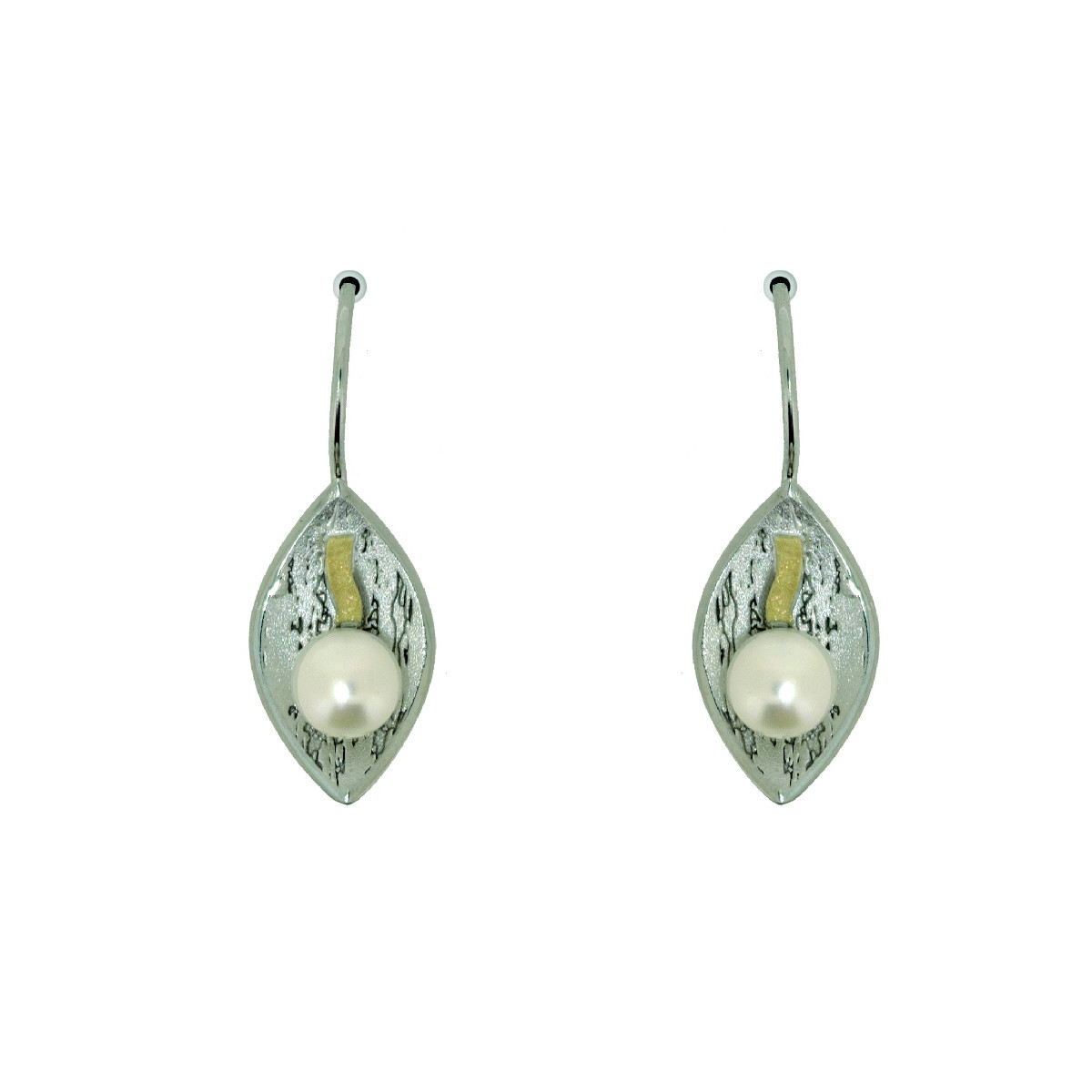 Pendientes de plata, oro y perla