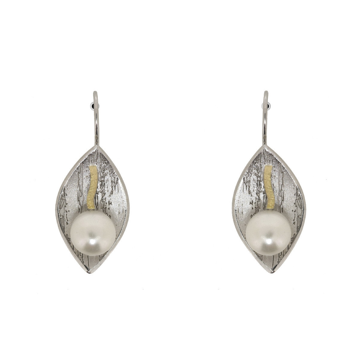 Pendientes de plata, oro y perla