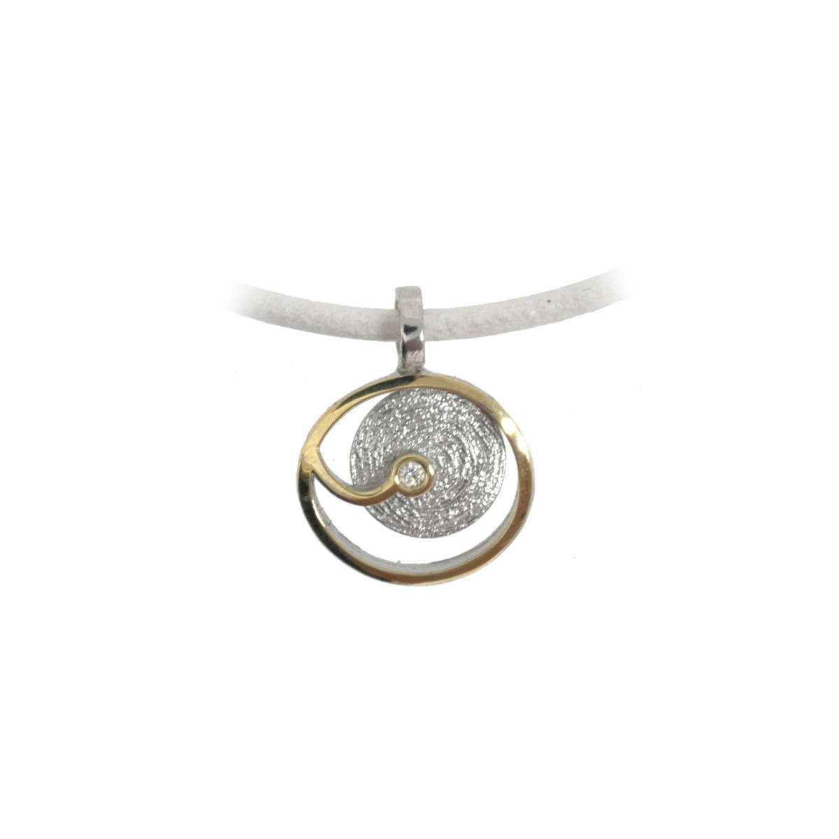 Colgante de plata, oro y brillante