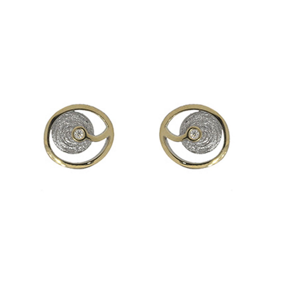 Pendientes de plata, oro y brillante