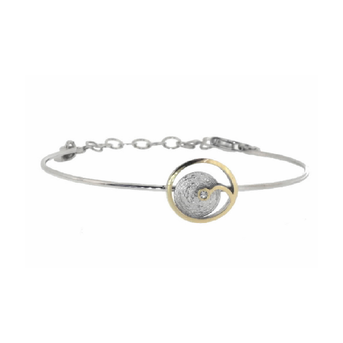 Pulsera de plata, oro y brillante
