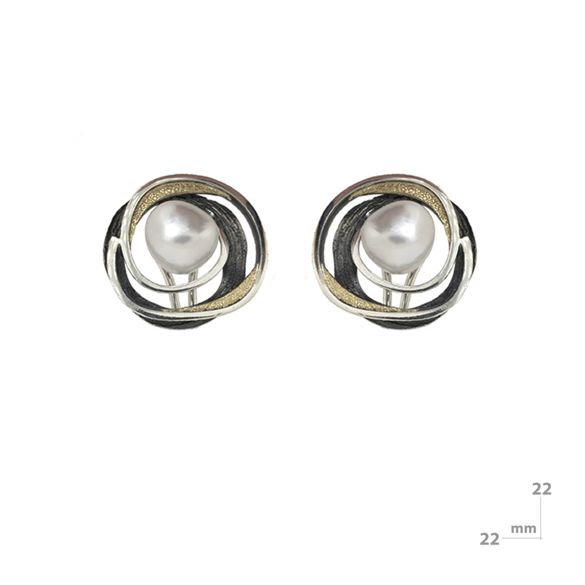 Silver, gold and pearl earrings