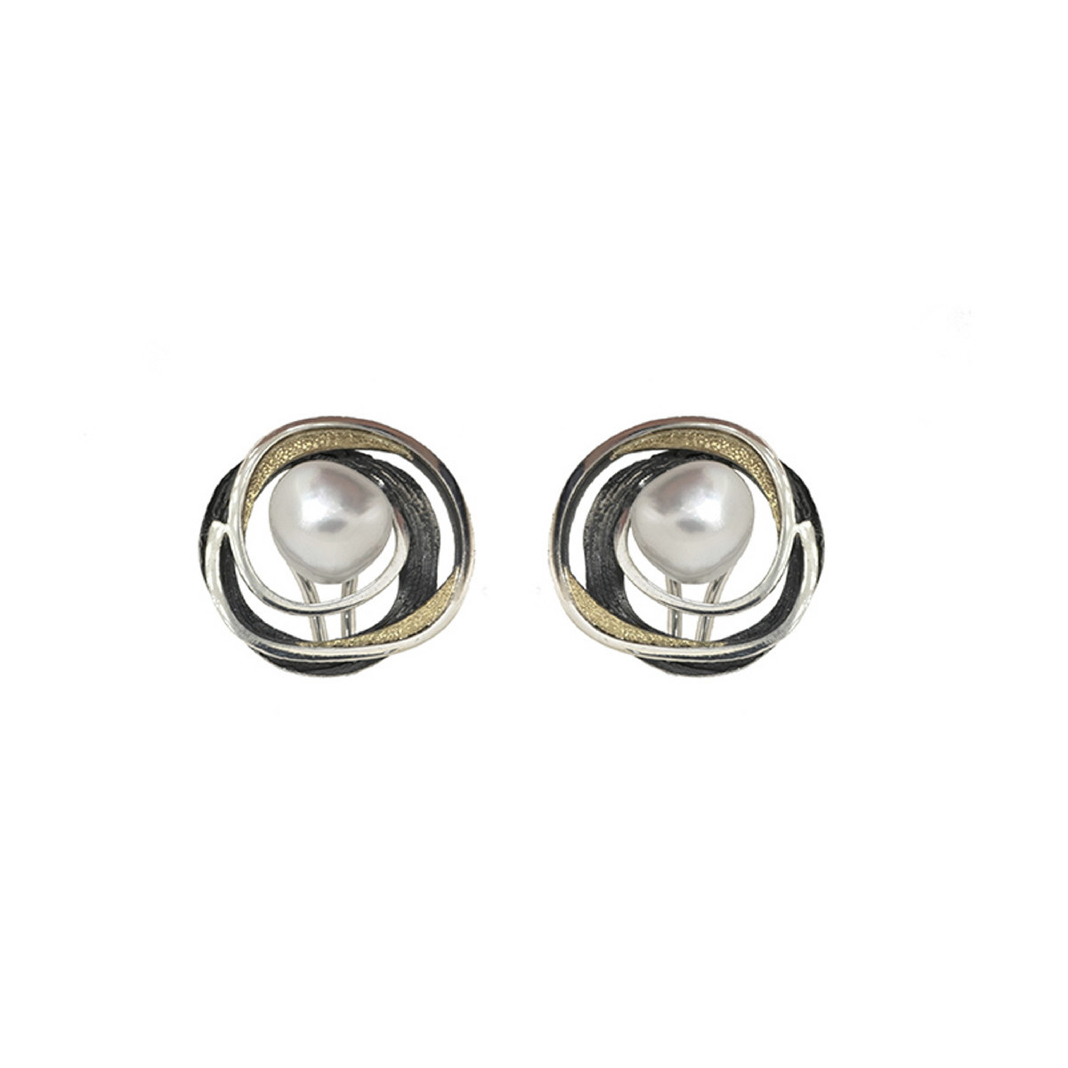 Pendientes de plata, oro y perla