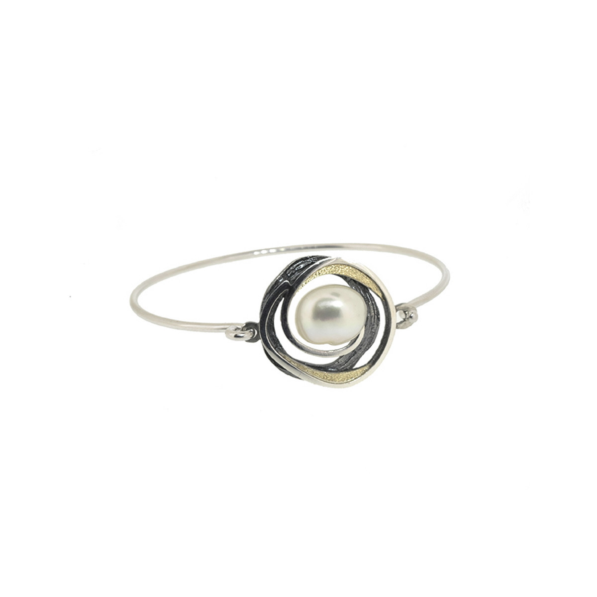 Silver, 18k gold and cultured pearl bracelet