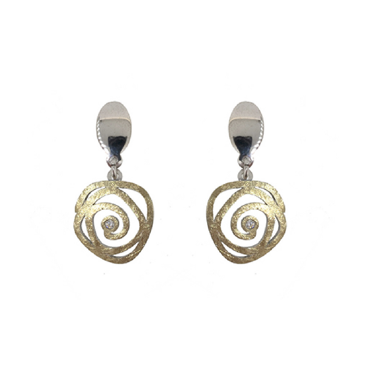Silver, gold and brilliant earrings