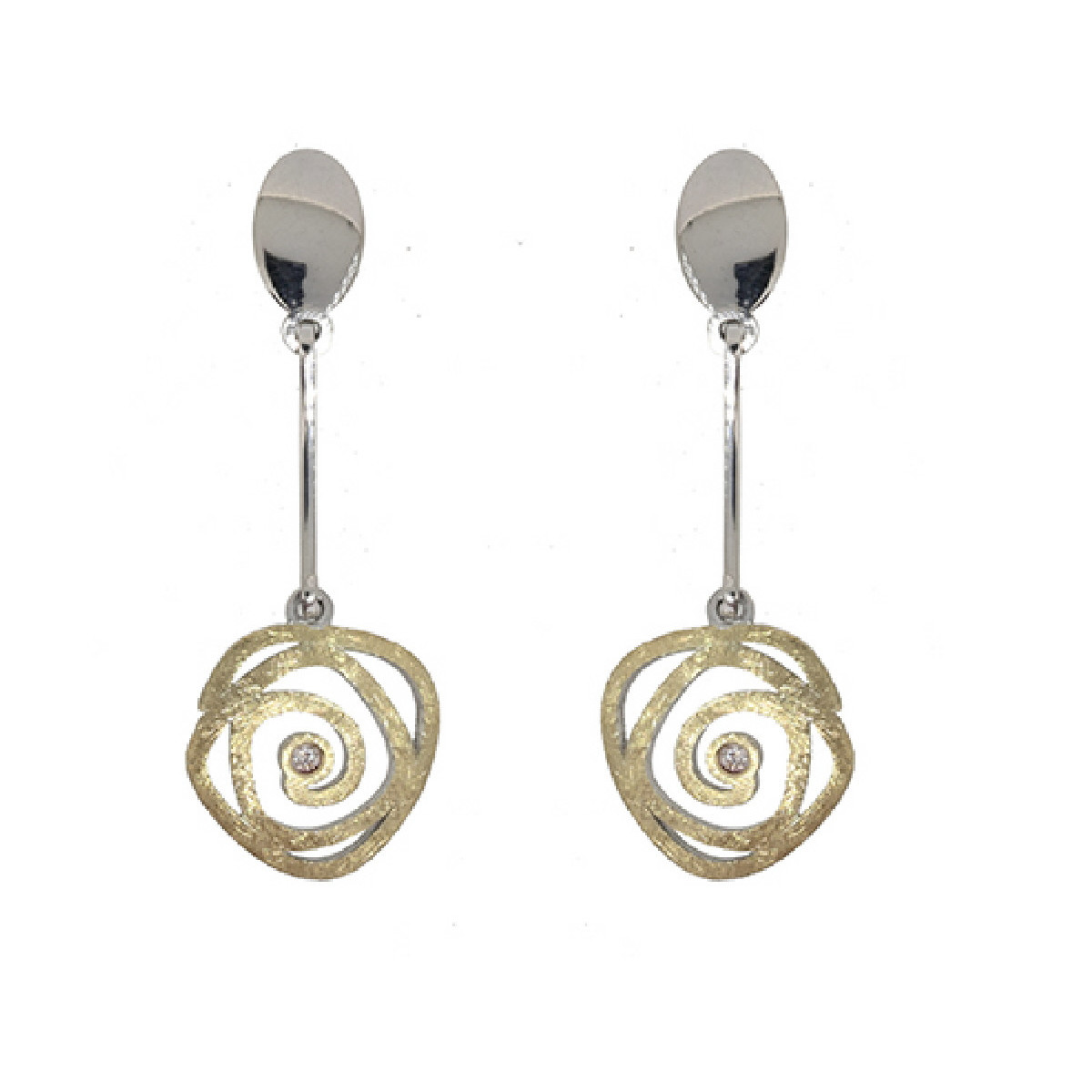 Silver, gold and brilliant earrings