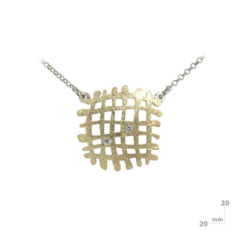 Colgante de plata, oro y brillante