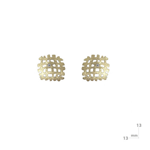 Pendientes de plata, oro y brillante