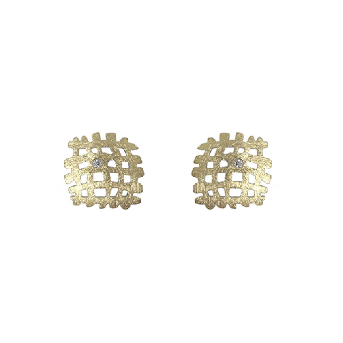 Pendientes de plata, oro y brillante