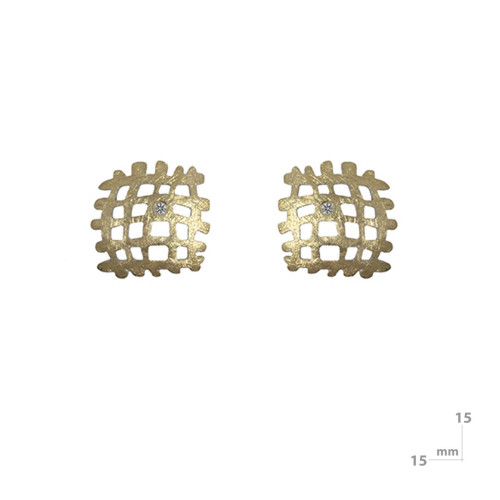 Pendientes de plata, oro y brillante