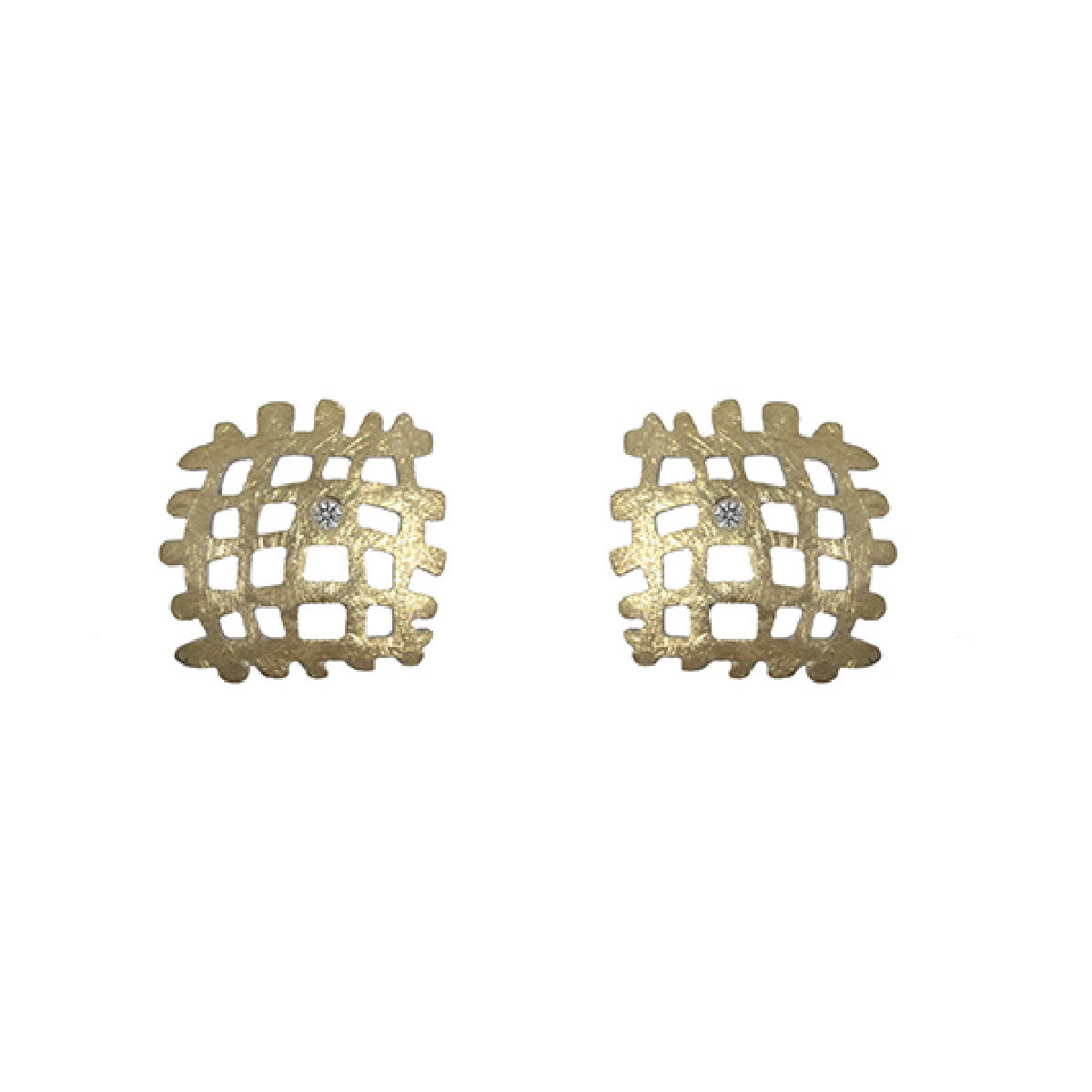 Pendientes de plata, oro y brillante