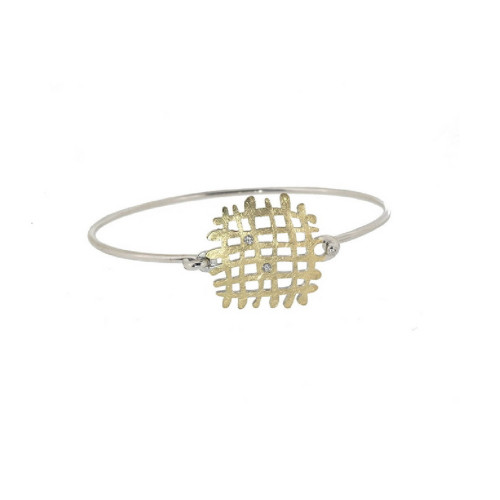 Pulsera de plata, oro y brillante